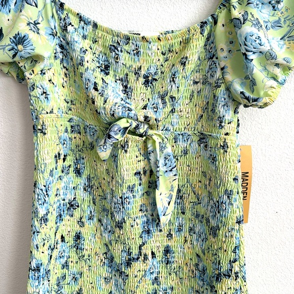 MADDEN NYC NWT green floral smocked dress - Picture 4 of 6